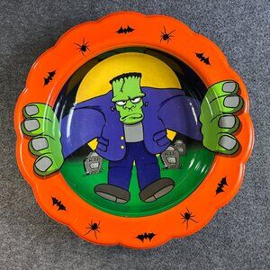 VTG Ullman Co Halloween Frankenstein Monster Candy Bowl USA‎ 14.5" Plastic 1996